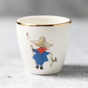Vintage Arklow Ireland Child's Tiny Mug Egg Cup Little Boy Blue Ironstone 1.75"